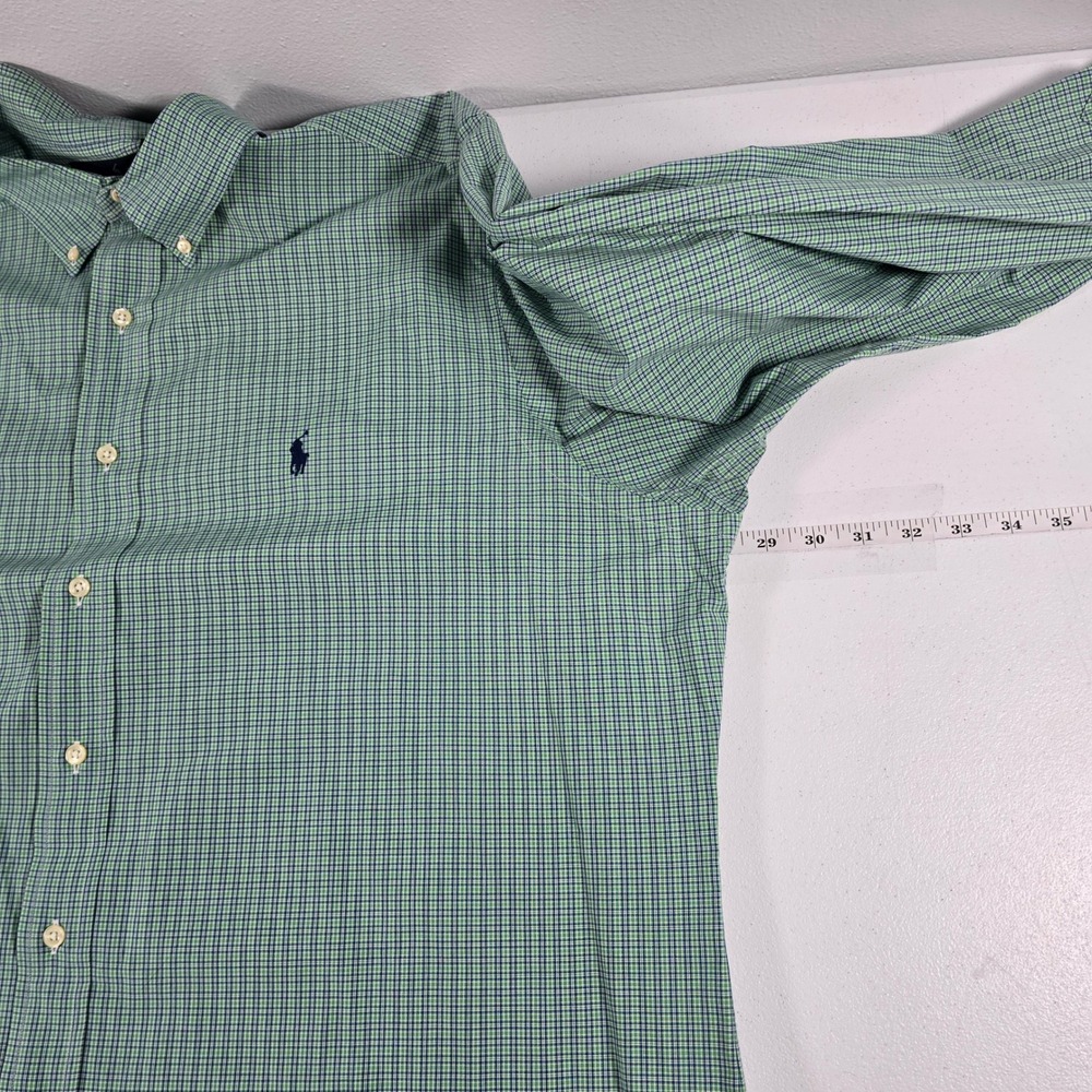 Ralph Lauren Mens XXL Classic Fit Green Blue Check Button Down Shirt Long Sleeve - Picture 2 of 7